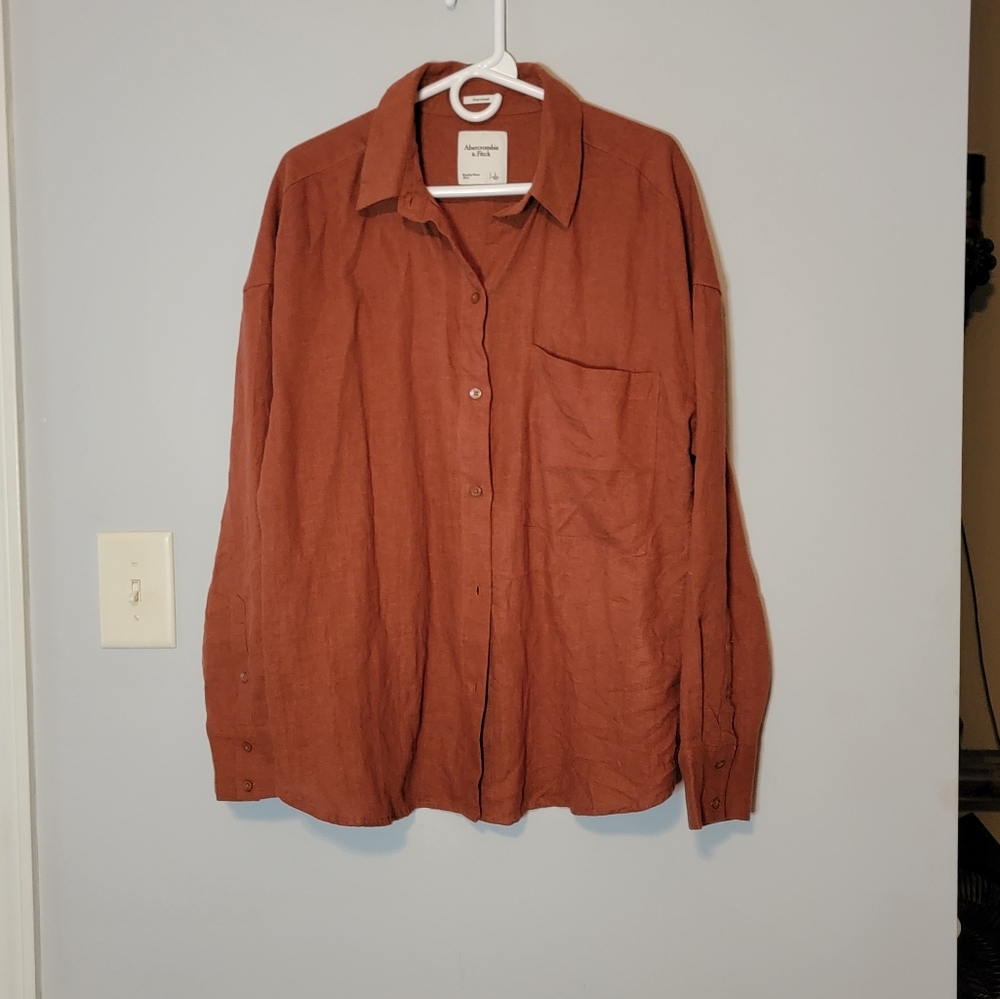 Oversized Abercrombie and Fitch Linen button up long sleeve